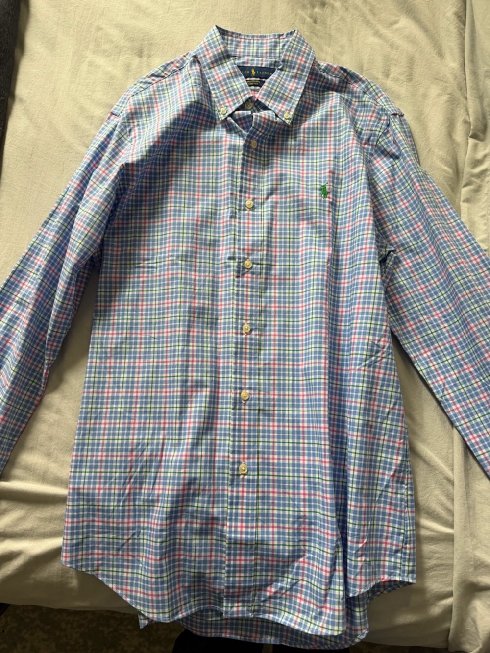 Ralph Lauren Men’s Blue, Pink & Green Plaid Button-Down Shirt